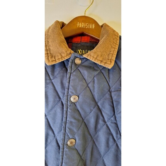 iXTREME Little Boys Quilted Navy Snap Up Barn Field Coat Corduroy Collar Sz 7 - Picture 7 of 8